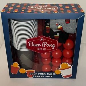 Beer Pong Gift Set with Red Balls, Cups & 2 Pairs of Socks NIB!